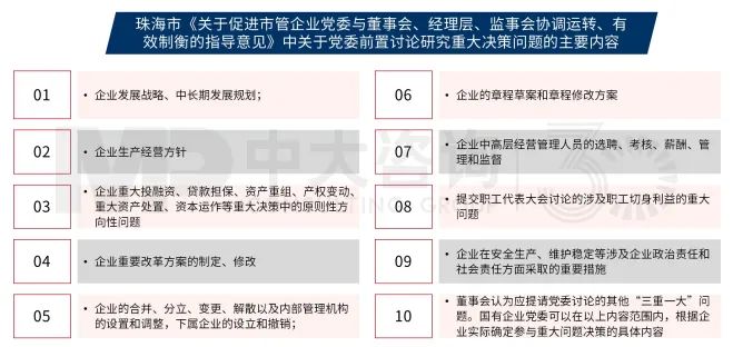 圖4 珠海市國資委關于黨委前置討論研究重大決策問題的細化意見